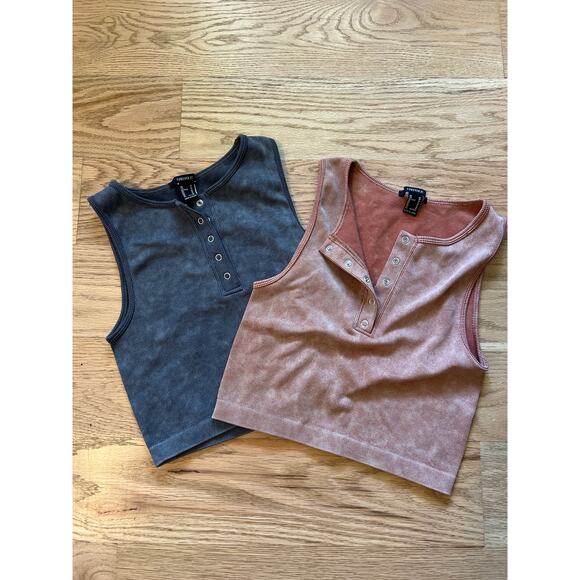 Forever 21 Cropped Active Tops with Snap Buttons (Set of 2) - Picture 1 of 3